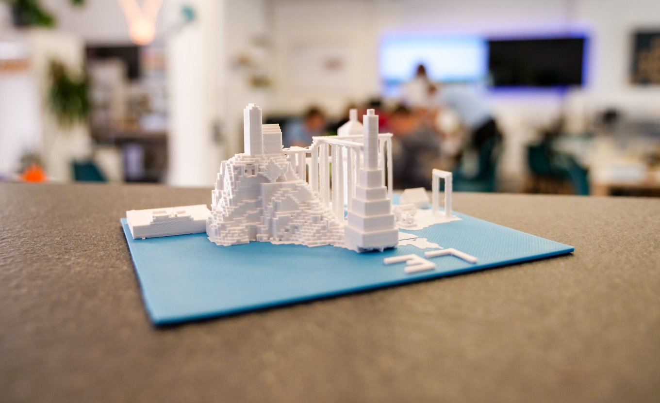 Minecraft-Landschaft erstellt mit dem 3D-Drucker im Ferienprogramm Braunschweig